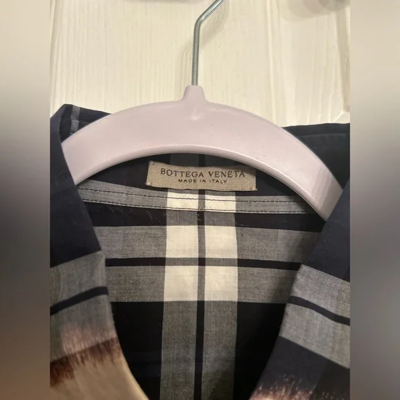 SOLD Bottega Veneta Bleached Plaid Button Up Shirt - Picture 2 of 5